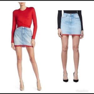 Good American Pom Pom Denim Skirt